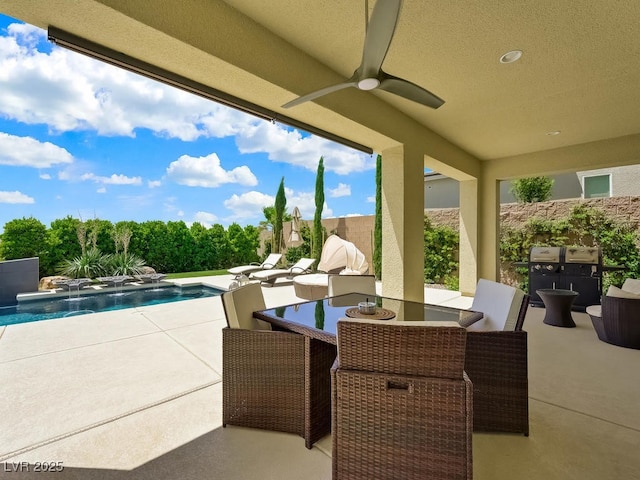 3 Hilltop Crest St, Henderson, NV 89011 - view of patio featuring a ceiling fan and outdoor dining space