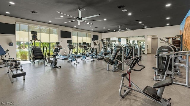 4200 E Brusca Way, Pahrump, NV 89061 - gym with a ceiling fan and recessed lighting