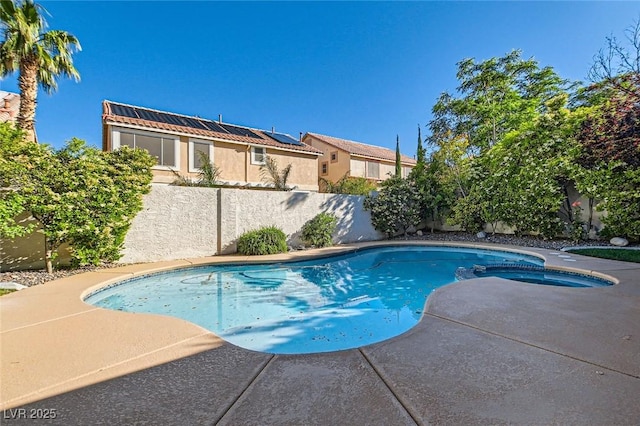 10241 Regents Cross Pl, Las Vegas, NV 89144 - view of swimming pool with a fenced backyard, a patio, and a pool with connected hot tub
