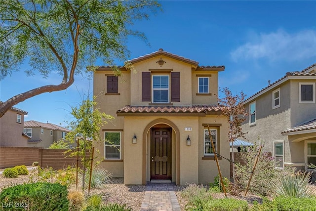 1130 Blissful Plains Ave, North Las Vegas, NV 89086 - mediterranean / spanish-style house with a tile roof and stucco siding