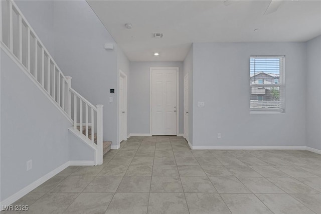 1130 Blissful Plains Ave, North Las Vegas, NV 89086 - foyer with stairs, baseboards, light tile patterned floors, and recessed lighting
