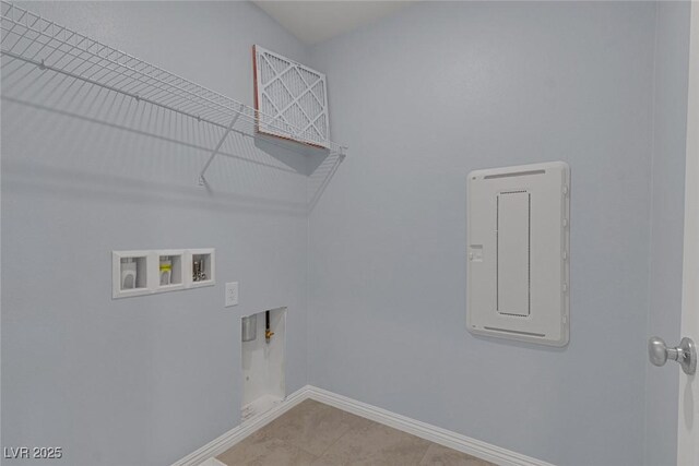 1130 Blissful Plains Ave, North Las Vegas, NV 89086 - laundry room featuring hookup for a washing machine, electric panel, baseboards, and light tile patterned floors