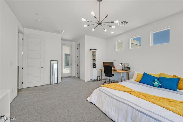 881 Barrhead Ave, Henderson, NV 89012 - bedroom with a chandelier, carpet flooring, a desk, and baseboards