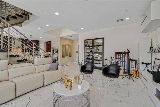 881 Barrhead Ave, Henderson, NV 89012 - living room with marble tiled floors and recessed lighting