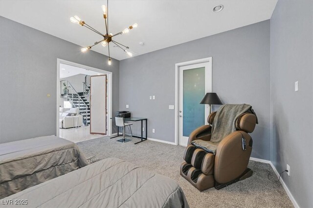 881 Barrhead Ave, Henderson, NV 89012 - carpeted bedroom featuring a chandelier and baseboards