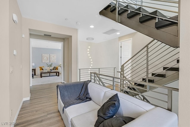881 Barrhead Ave, Henderson, NV 89012 - stairway with wood finished floors, baseboards, and recessed lighting