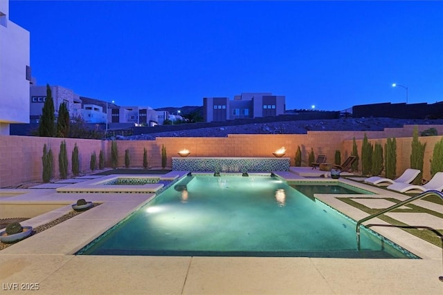 881 Barrhead Ave, Henderson, NV 89012 - view of swimming pool with a fenced backyard, a pool with connected hot tub, and a patio