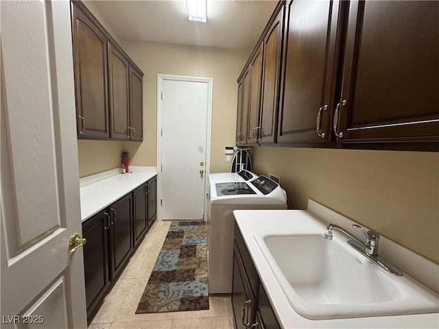 4208 Agosta Luna Pl, Las Vegas, NV 89135 - laundry room with cabinet space, washing machine and clothes dryer, and light tile patterned floors
