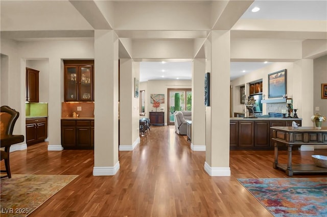 4208 Agosta Luna Pl, Las Vegas, NV 89135 - foyer entrance featuring wood finished floors, baseboards, recessed lighting, and ornate columns