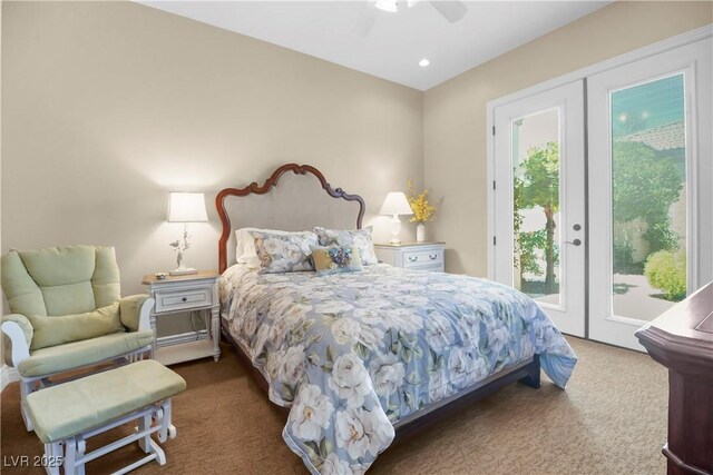 4208 Agosta Luna Pl, Las Vegas, NV 89135 - bedroom featuring access to outside, carpet, and a ceiling fan