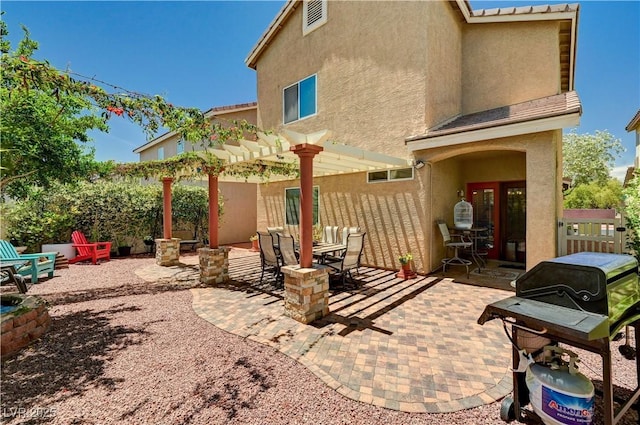 9370 Corkfish St, Las Vegas, NV 89178 - view of patio / terrace with a pergola, a grill, and outdoor dining area