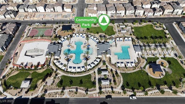2598 Polar White Ave, North Las Vegas, NV 89086 - aerial view of property's location with a pool and nearby suburban area