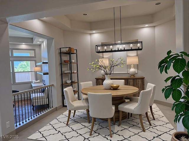 9921 Mirada Dr, Las Vegas, NV 89144 - dining room featuring baseboards and a raised ceiling