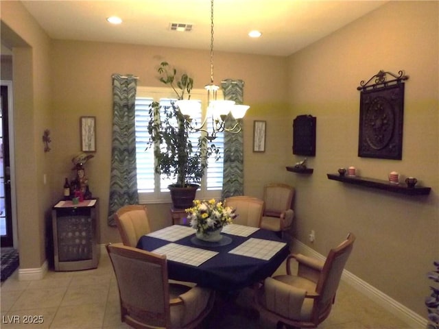 4242 Helena Hideaway Ct, Las Vegas, NV 89129 - dining room with a chandelier, baseboards, recessed lighting, and tile patterned floors