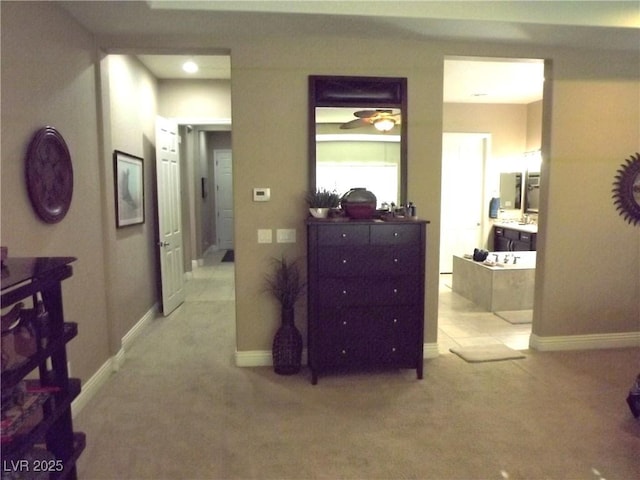 4242 Helena Hideaway Ct, Las Vegas, NV 89129 - hallway with light colored carpet and baseboards