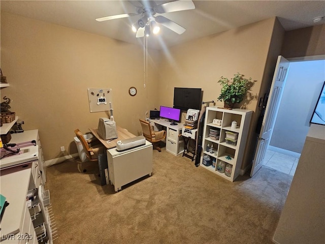 4242 Helena Hideaway Ct, Las Vegas, NV 89129 - office space featuring ceiling fan, carpet floors, and baseboards
