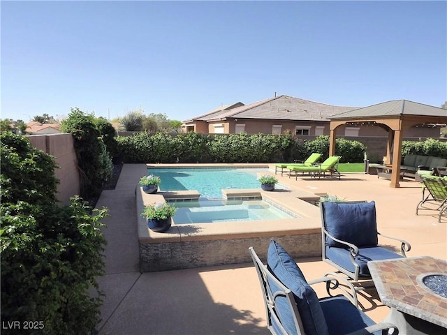 4242 Helena Hideaway Ct, Las Vegas, NV 89129 - view of pool featuring a gazebo, a patio area, and a pool with connected hot tub