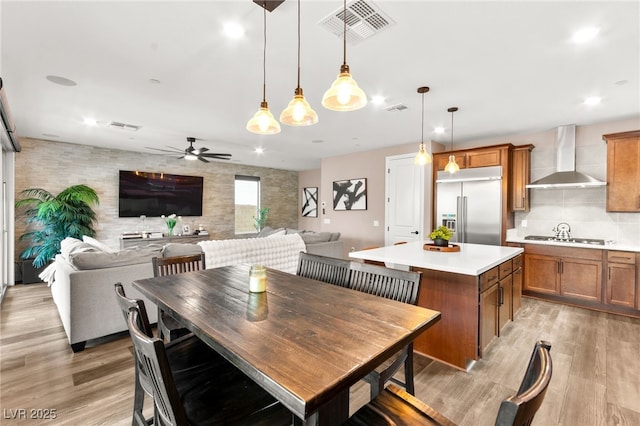 12430 Foxtail Run Ave, Las Vegas, NV 89138 - dining area featuring ceiling fan, light wood finished floors, and recessed lighting