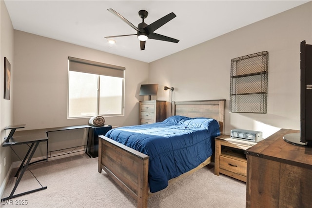 12430 Foxtail Run Ave, Las Vegas, NV 89138 - bedroom with light carpet and ceiling fan