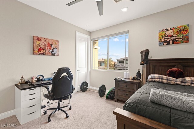 12430 Foxtail Run Ave, Las Vegas, NV 89138 - bedroom featuring carpet flooring, baseboards, ceiling fan, and a desk