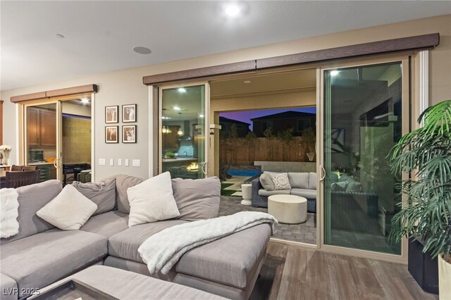 12430 Foxtail Run Ave, Las Vegas, NV 89138 - living room featuring wood finished floors