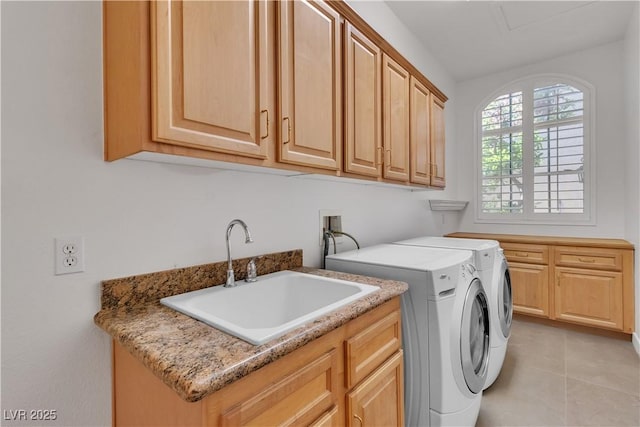 4196 Balmoral Castle Ct, Las Vegas, NV 89141 - laundry room featuring cabinet space, washer and clothes dryer, and light tile patterned flooring