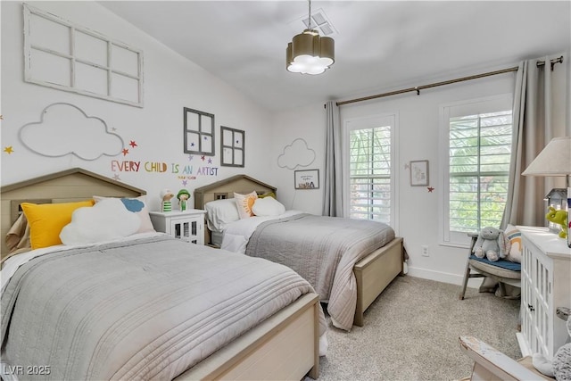 4196 Balmoral Castle Ct, Las Vegas, NV 89141 - carpeted bedroom featuring multiple windows, baseboards, and vaulted ceiling