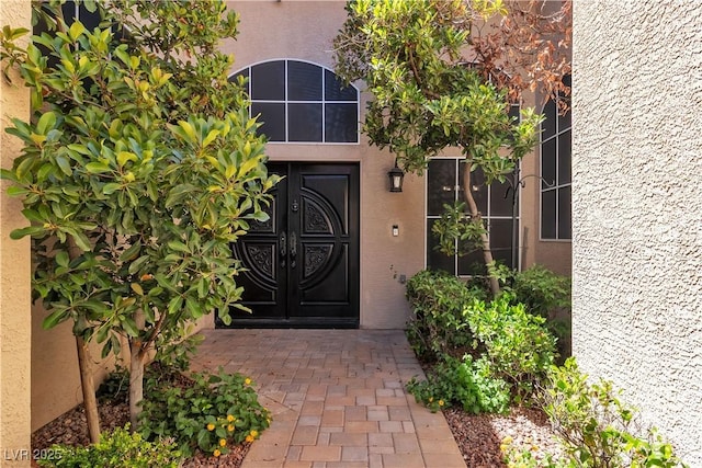 4196 Balmoral Castle Ct, Las Vegas, NV 89141 - entrance to property with stucco siding and french doors