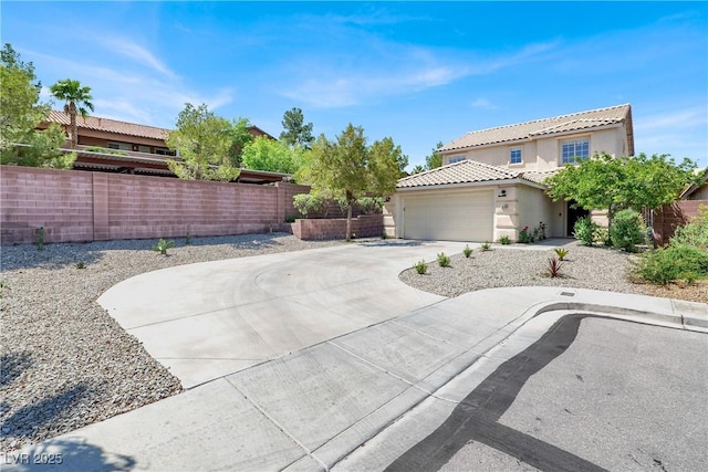 10554 Lilac Tree Ave, Las Vegas, NV 89135 - exterior space featuring stucco siding, a garage, concrete driveway, and a tile roof