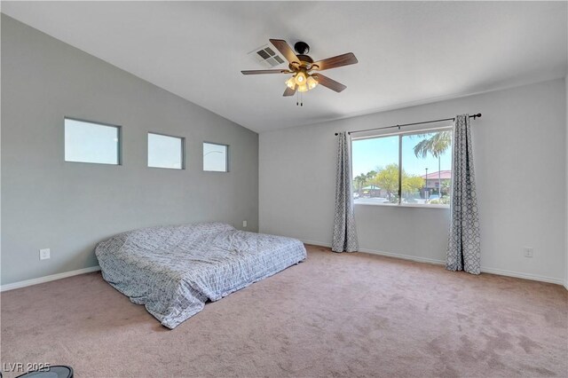 8333 Valley Stream Ave, Las Vegas, NV 89131 - carpeted bedroom with lofted ceiling, baseboards, and ceiling fan