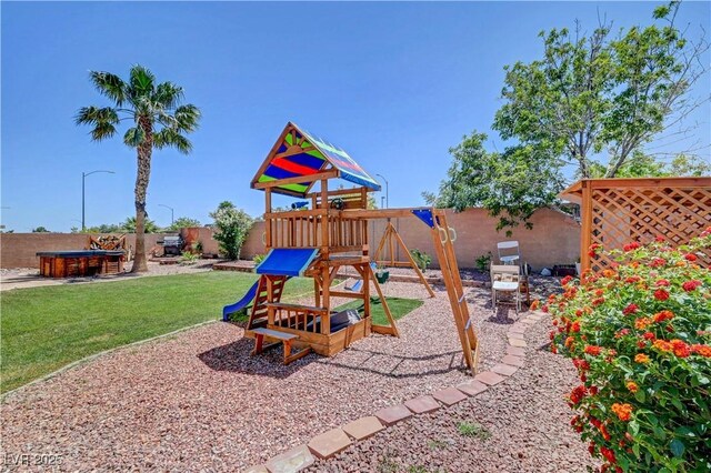 8333 Valley Stream Ave, Las Vegas, NV 89131 - view of play area featuring a hot tub