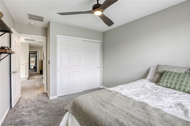 7061 Tilligerry St, North Las Vegas, NV 89084 - bedroom featuring carpet, a closet, ceiling fan, and baseboards