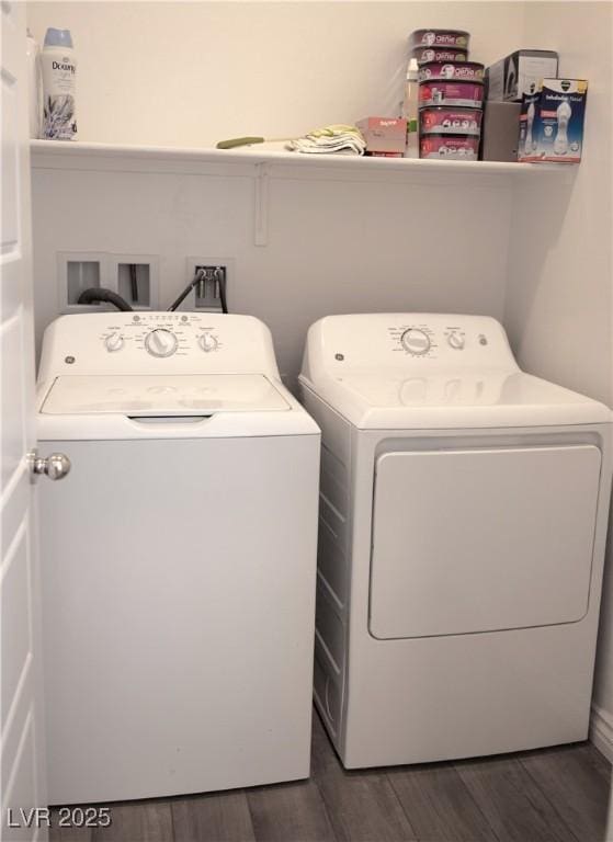 7342 N Decatur Blvd Unit 5, Las Vegas, NV 89131 - laundry room featuring independent washer and dryer and dark wood-style flooring