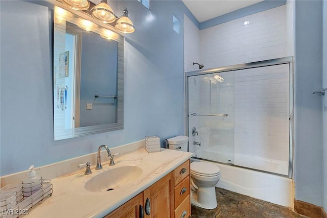 6230 Calm Brook Ct, Las Vegas, NV 89149 - full bathroom featuring toilet, vanity, and shower / bath combination with glass door