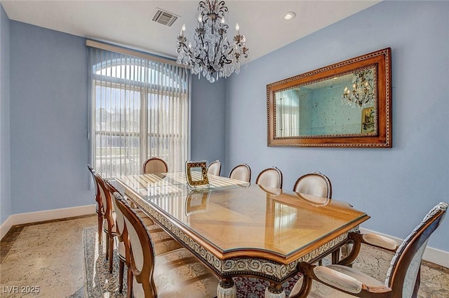 6230 Calm Brook Ct, Las Vegas, NV 89149 - dining room featuring a chandelier and baseboards