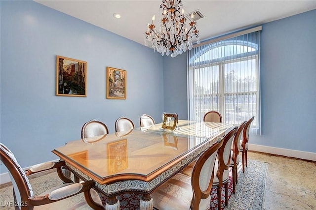 6230 Calm Brook Ct, Las Vegas, NV 89149 - dining area with a chandelier, baseboards, and recessed lighting