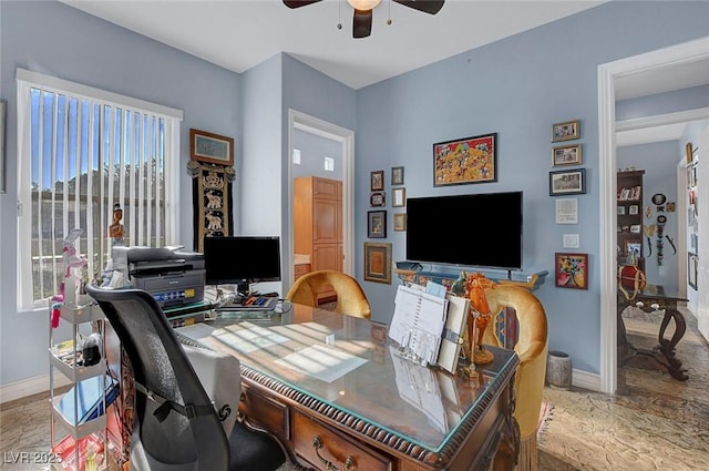 6230 Calm Brook Ct, Las Vegas, NV 89149 - home office with ceiling fan and baseboards