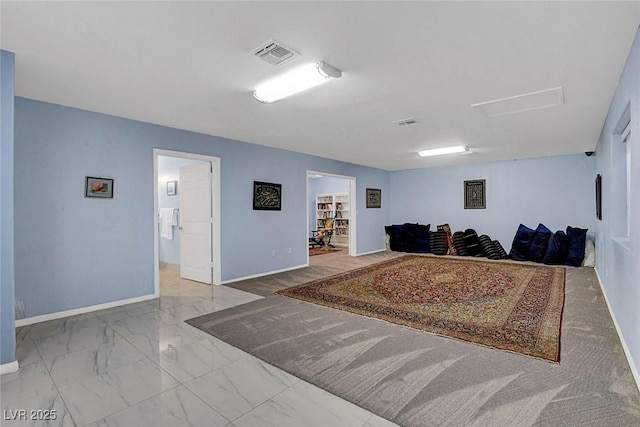 6230 Calm Brook Ct, Las Vegas, NV 89149 - living area featuring baseboards, marble finish flooring, and attic access