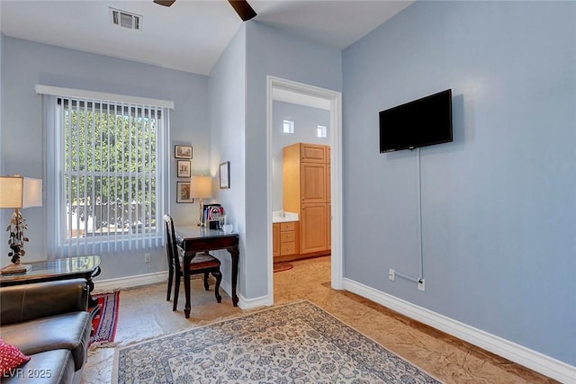6230 Calm Brook Ct, Las Vegas, NV 89149 - office area featuring ceiling fan and baseboards