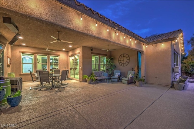 10319 Larkmead Ave, Las Vegas, NV 89149 - view of patio / terrace with ceiling fan, outdoor dining area, and an outdoor hangout area