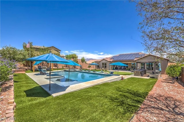 10319 Larkmead Ave, Las Vegas, NV 89149 - outdoor pool featuring a patio, a yard, and a gazebo