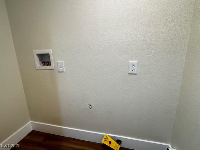 3005 Treasure Island Rd, Las Vegas, NV 89128 - laundry area with baseboards, washer hookup, and dark wood-type flooring