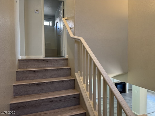 11029 Meadow Leaf Ave, Las Vegas, NV 89144 - stairs with a textured wall