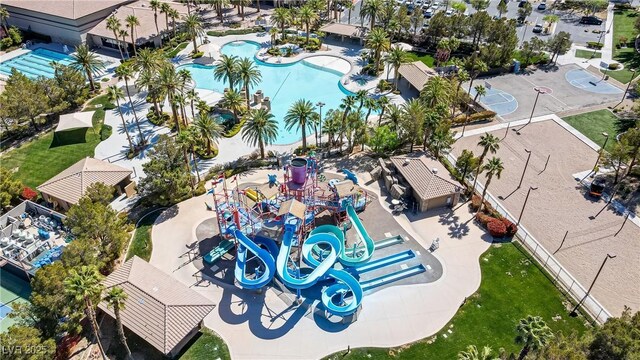 236 Dog Leg Dr, Las Vegas, NV 89148 - bird's eye view of a pool area