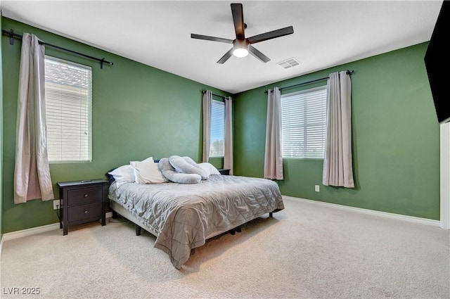 6334 Orions Belt Peak St, North Las Vegas, NV 89031 - bedroom featuring carpet flooring, baseboards, multiple windows, and a ceiling fan