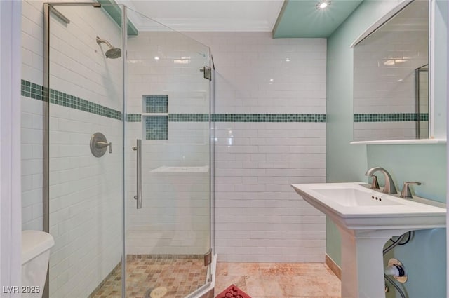 557 6th St, Boulder City, NV 89005 - full bath with toilet, a stall shower, and tile patterned flooring