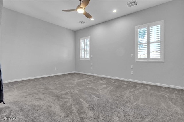 7072 Arabian Ridge St, Las Vegas, NV 89131 - empty room featuring a ceiling fan, carpet flooring, baseboards, and recessed lighting