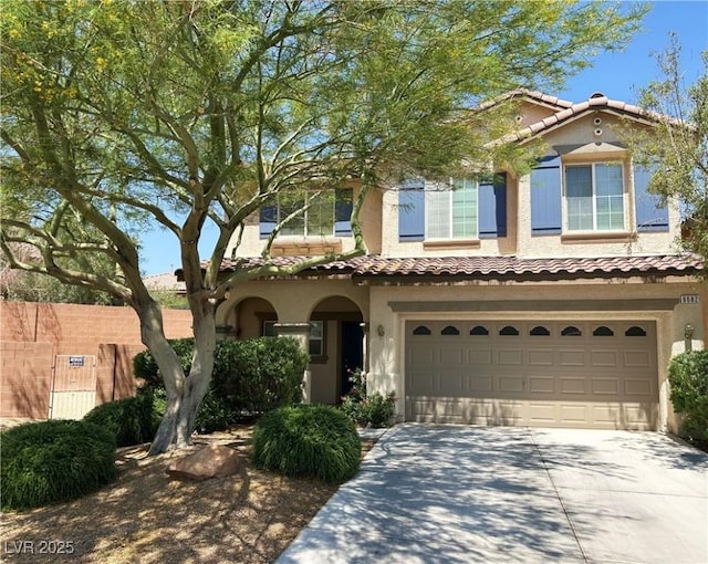 8682 Gateway Glen Dr, Las Vegas, NV 89178 - view of front facade with stucco siding, a garage, concrete driveway, and a tiled roof