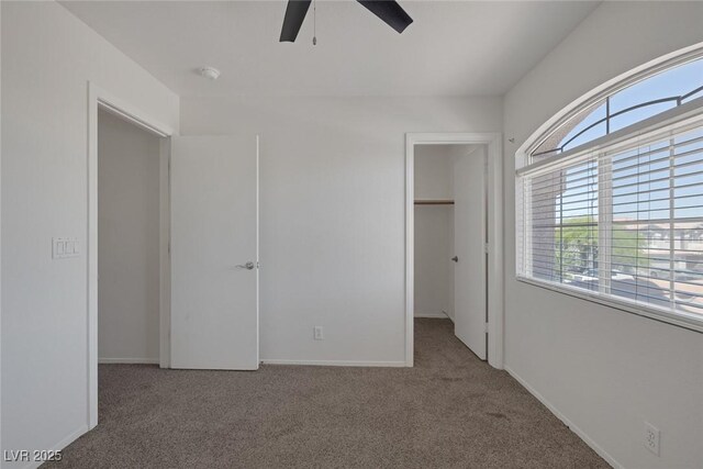 829 Dancing Vines Ave, Las Vegas, NV 89183 - unfurnished bedroom with a walk in closet, carpet floors, multiple windows, and a closet