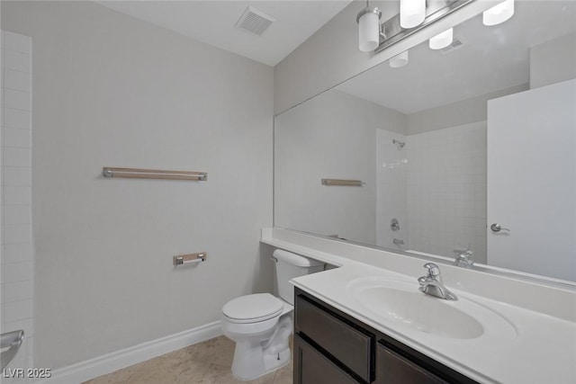 829 Dancing Vines Ave, Las Vegas, NV 89183 - bathroom featuring vanity, toilet, a shower, tile patterned floors, and baseboards